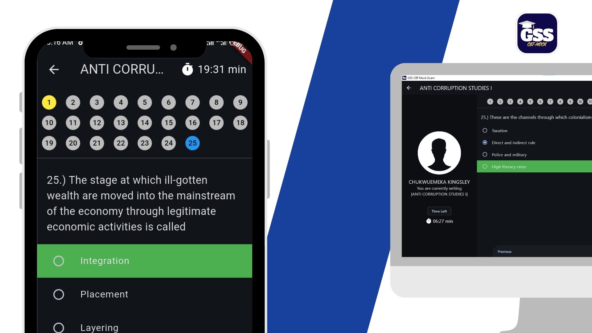 GSS CBT Mock Exam App Interface